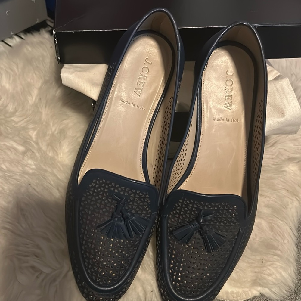 Italian Navy Blue Jcrew tassel leather loafer